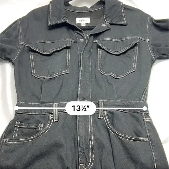 Pistola Women's Amira Long Sleeve Denim Jean Sheath Midi Dress In Noir Size S - Picture 6 of 12